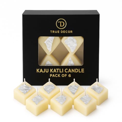 True Decor Premium Kaju Katli Candle Diwali Candles Pack of 6 - Image 1