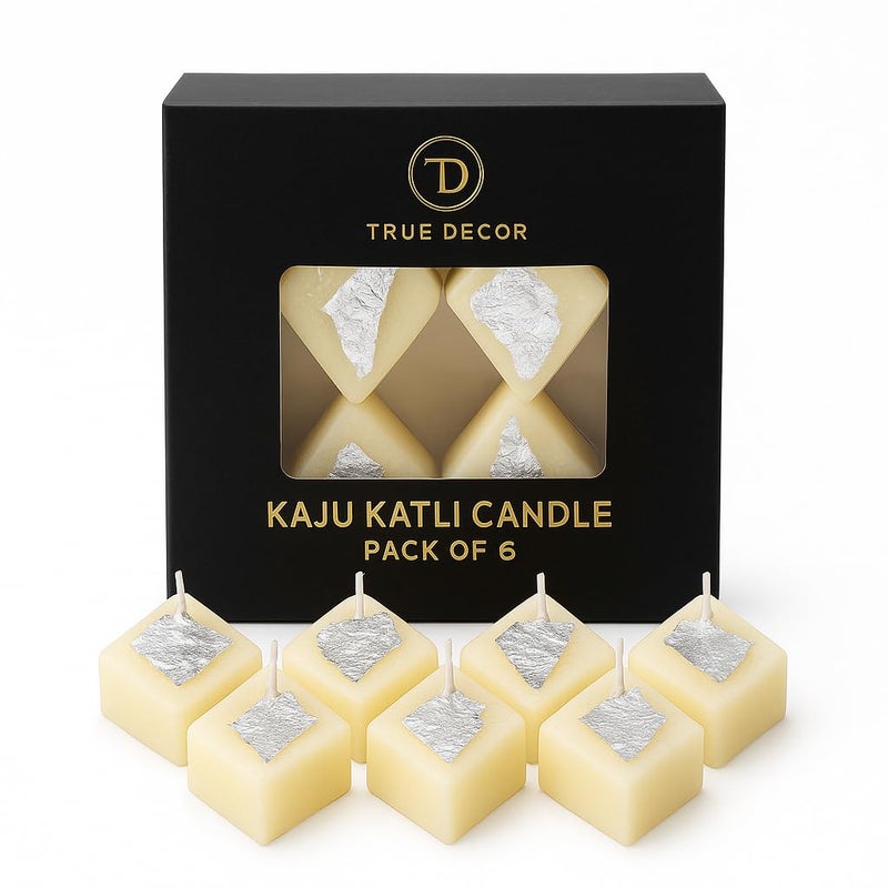 True Decor Premium Kaju Katli Candle Diwali Candles Pack of 6 - Image 4