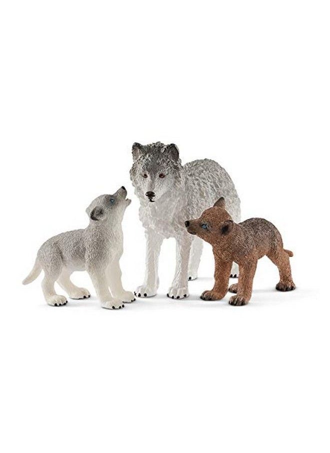 Schleich Wild Life Realistic Woodland Animal Toys For Kids 3Piece Set With Mother Wolf And Baby Wolf Toys Ages 3+  - Image 1