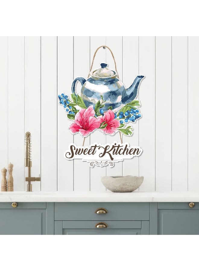 Unique Kitchen Wall Hanging In The Shape Of A Floral Teapot, Large Printed 3D Wall Model (Size 46x30 Cm), High-Quality Printed Decorative Artwork. Kitchen Decorations, Wall Murals, Modern Decor, 3D Miniature Model, Wall Décor, And Wall Art Panels. - Image 3