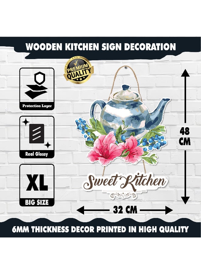 Unique Kitchen Wall Hanging In The Shape Of A Floral Teapot, Large Printed 3D Wall Model (Size 46x30 Cm), High-Quality Printed Decorative Artwork. Kitchen Decorations, Wall Murals, Modern Decor, 3D Miniature Model, Wall Décor, And Wall Art Panels. - Image 5