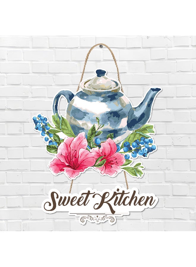 Unique Kitchen Wall Hanging In The Shape Of A Floral Teapot, Large Printed 3D Wall Model (Size 46x30 Cm), High-Quality Printed Decorative Artwork. Kitchen Decorations, Wall Murals, Modern Decor, 3D Miniature Model, Wall Décor, And Wall Art Panels. - Image 1