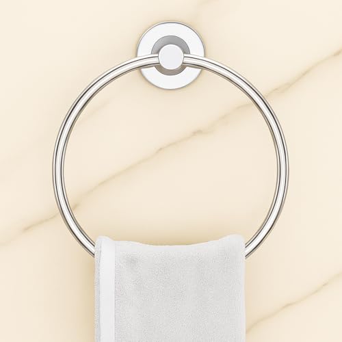 ZUCUR Stainless Steel Napkin & Towel Ring Holder for Bathroom & Kitchen | Wall Mounted, Rust Proof, Chrome Finish (Round) - Image 3