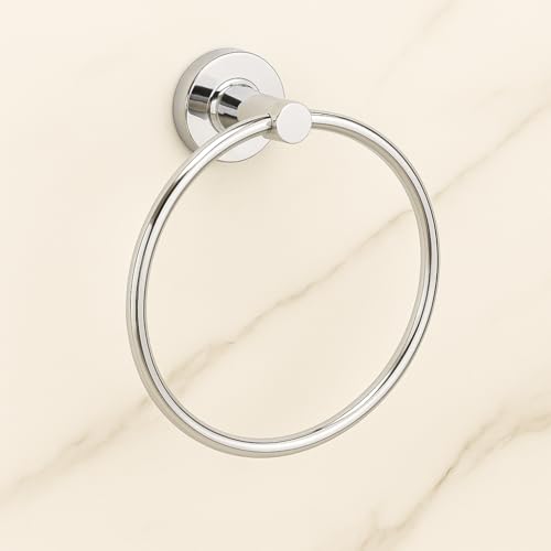 ZUCUR Stainless Steel Napkin & Towel Ring Holder for Bathroom & Kitchen | Wall Mounted, Rust Proof, Chrome Finish (Round) - Image 5