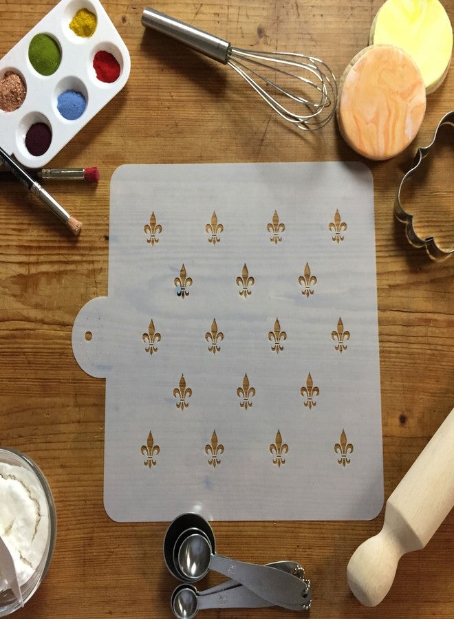 Designer Stencils C157 Fleur De Lis Miniprint Cake Stencil, Beige/semi-transparent - Image 3