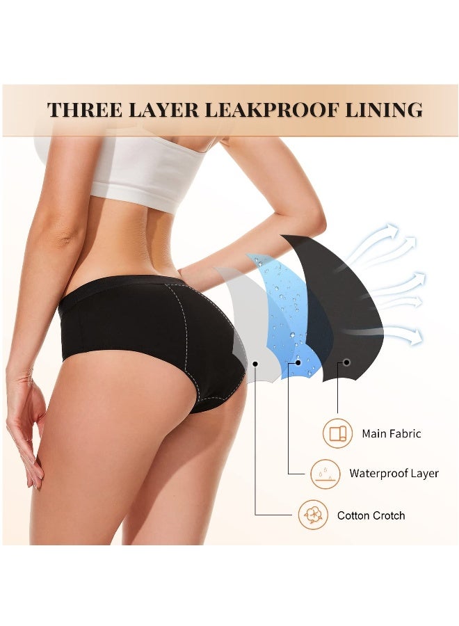 SYOSI 4 Pack Womens Menstrual Period Panties, Leak Proof Period Panties Super Comfy Period Panties Cotton Menstrual Panty for Teens Girls Large Black - Image 5