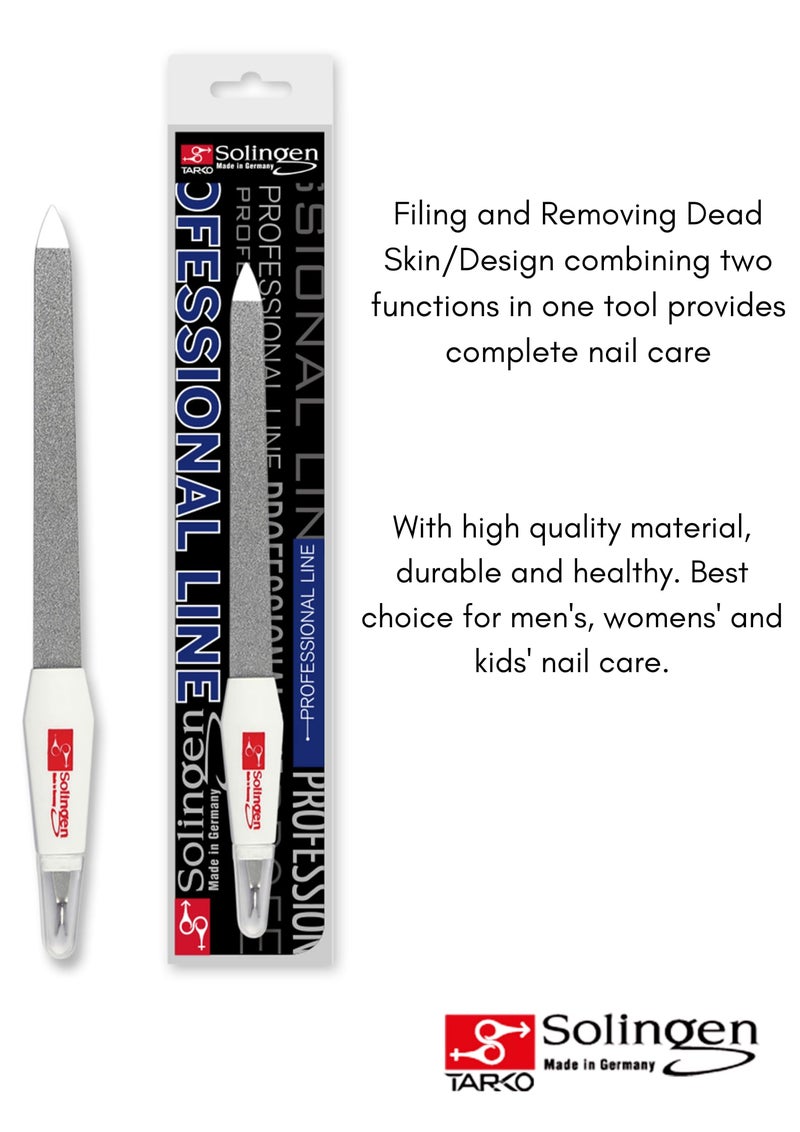 Solingen Germany 2-in-1 Nail File & Cuticle Trimmer | Stainless Steel Sapphire Fingernail & Toenail File for Manicure & Pedicure | Durable Professional Tool - Image 2