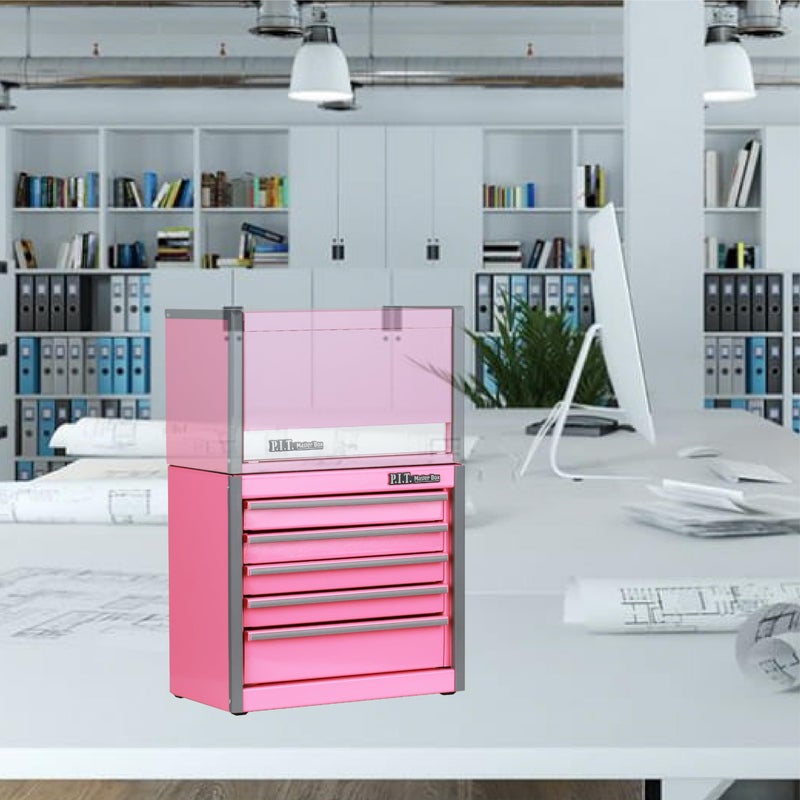 PIT P.I.T. Mini Pink Tool Box, Portable 5-Drawer Micro Roll Cab Steel Tool Box with Liner, Pink Small Tool Case for Tools Storage, Home DIY - Image 5