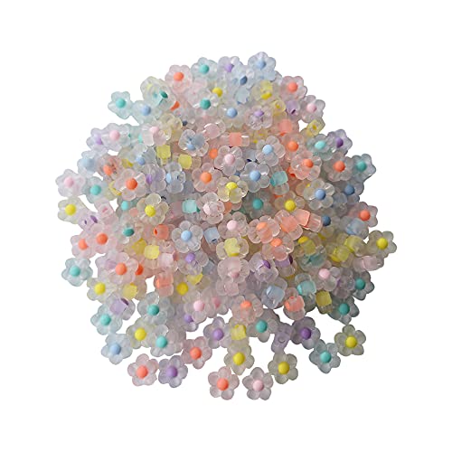 AMOBESTER 200Psc Acrylic Flower Beads 12mm Colorful Frosted Flower Beads for Bracelets Necklace Jewelry Making DIY Crafting 200psc - Image 1