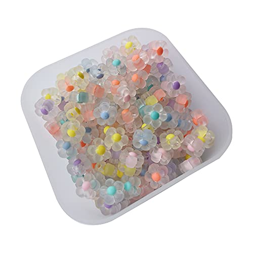 AMOBESTER 200Psc Acrylic Flower Beads 12mm Colorful Frosted Flower Beads for Bracelets Necklace Jewelry Making DIY Crafting 200psc - Image 2