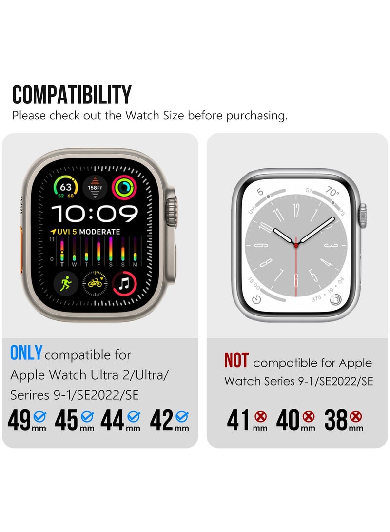 حزام معدني متين لساعة Apple Watch Ultra وSeries 9/8/7/6/SE، 49 مم/45 مم/44 مم/42 مم، حزام بديل رياضي متين من مادة TPU - Image 2