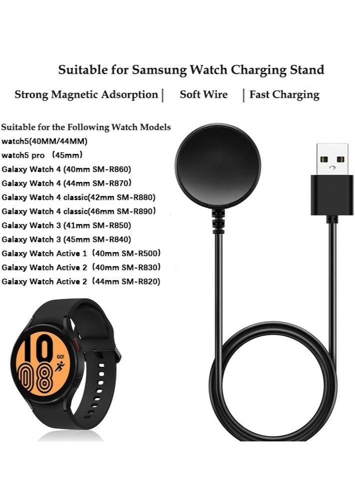 1M USB Replacement Watch Charging Cable Suitable For Samsung Galaxy Watch 5 Pro / Galaxy Watch 5 / Galaxy Watch 4 / Galaxy Watch 3 / Galaxy Watch Active 2 / Galaxy Watch Active 1 Black - Image 2
