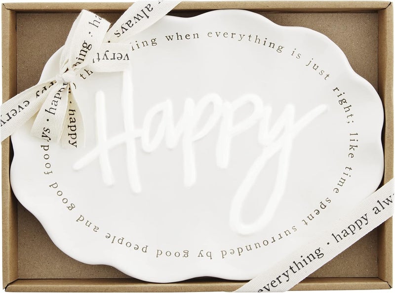 Mud Pie White 7 x 10 12 Ruffled Happy Definition Plate
