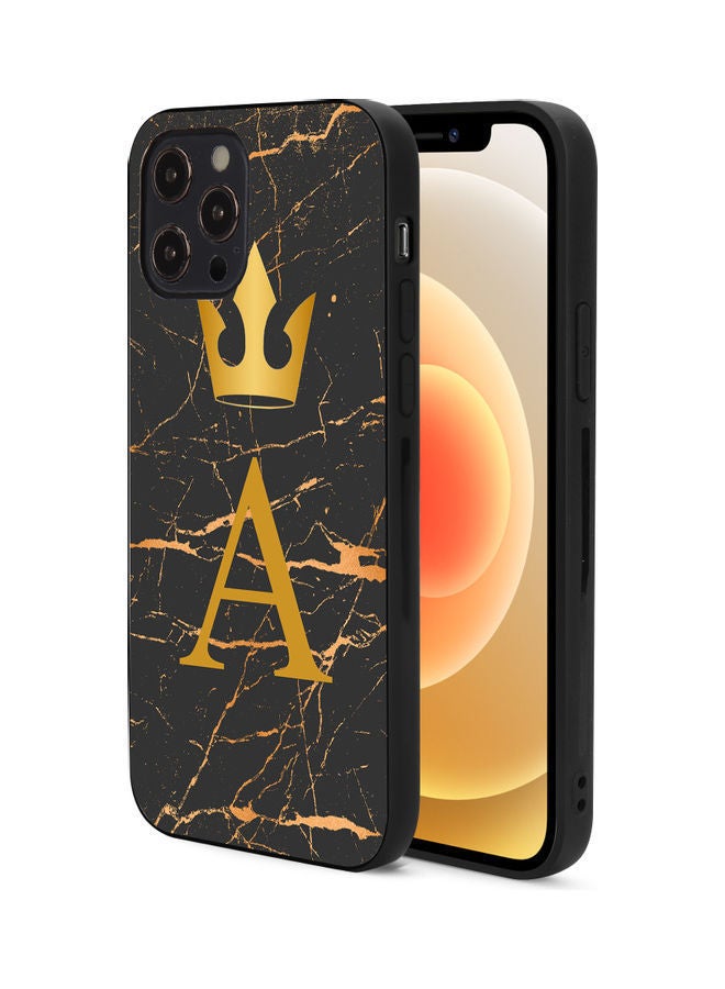 NIBEMINENT Golden A Letter Black Marble Protective Case Cover For Apple iPhone 12 Pro Max Multicolour - Image 3