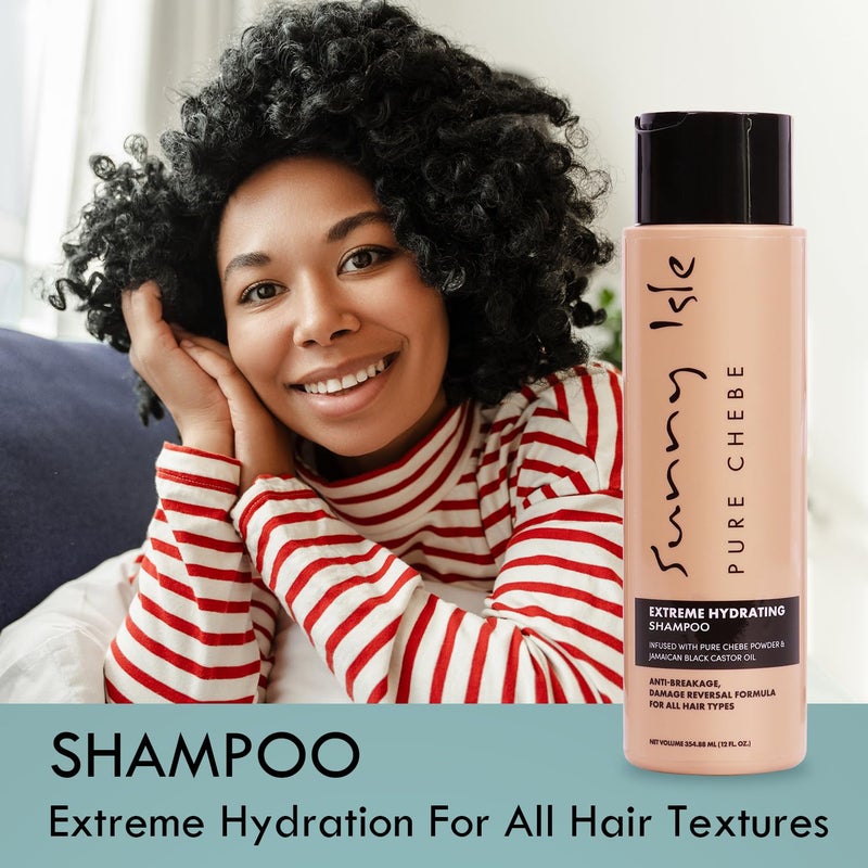 Sunny Isle Pure Chebe Extreme Hydrating Shampoo 12oz | Anti-Breakage, Damage Reversal Formula | Infused with Pure Chebe Powder & Jamaican Black Castor Oil | All Hair Types - Image 5
