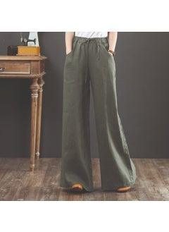 1Tarz 1Style Barbora Linen Casual Trousers Elastic Waist Laced LN12HAKI5  - Image 1