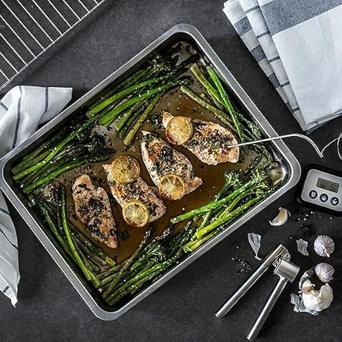 Digital Shoppy Koncis Roasting Tin With Grill Rack Stainless Steel 40X32 Cm 16X13 - Image 3