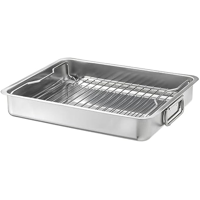Digital Shoppy Koncis Roasting Tin With Grill Rack Stainless Steel 40X32 Cm 16X13 - Image 1