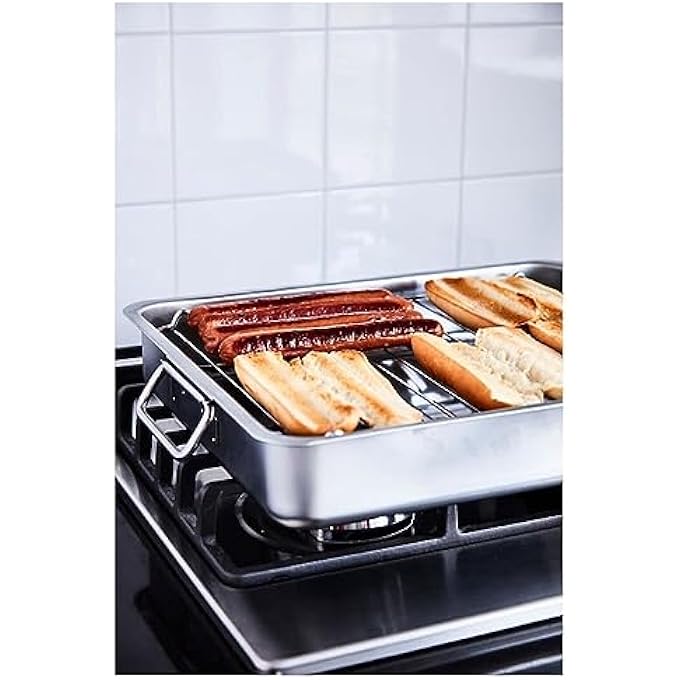 Digital Shoppy Koncis Roasting Tin With Grill Rack Stainless Steel 40X32 Cm 16X13 - Image 4