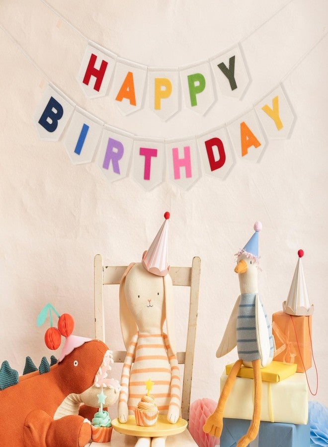 Jissoo Colorful Happy Birthday Banner - Rainbow Birthday Party Decorations,Bohemian Felt Happy Banner,Colorful Felt Garland Photo Backdrop,Boho Rainbow Party Wall Hanging Decorations - Image 4