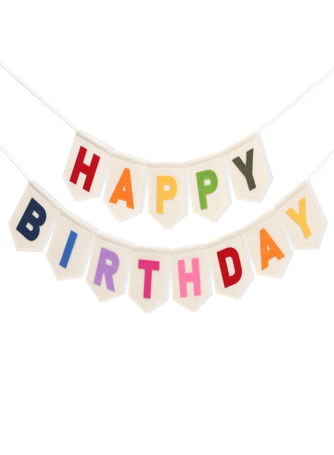 Jissoo Colorful Happy Birthday Banner - Rainbow Birthday Party Decorations,Bohemian Felt Happy Banner,Colorful Felt Garland Photo Backdrop,Boho Rainbow Party Wall Hanging Decorations - Image 1