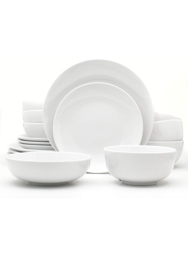EURO CERAMICA Essential Collection Porcelain Dinnerware and Serveware 16 Piece Dinnerware Set Service for 4 Classic White - Image 1