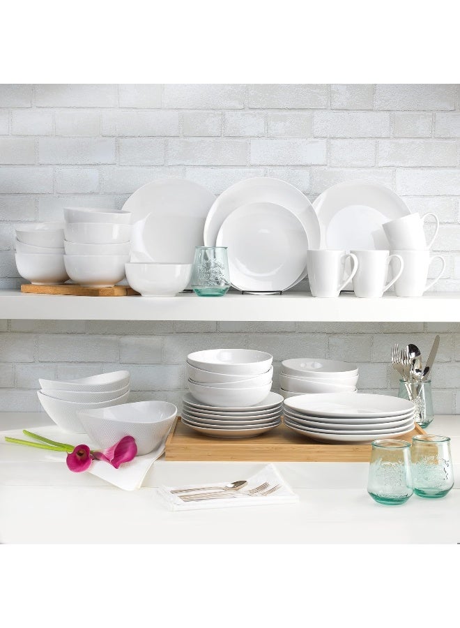 EURO CERAMICA Essential Collection Porcelain Dinnerware and Serveware 16 Piece Dinnerware Set Service for 4 Classic White - Image 2