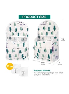 SYOSI Wall Hanging Organizer Bag, with Pockets Fabric Storage Bag Basket Caddy Waterproof Over the Door Pouch Closet Shelves with Hook for Kitchen, Bedroom, Bathroom, Dormitory (White Plaid+Deer)( 2 Pack)  - Image 3