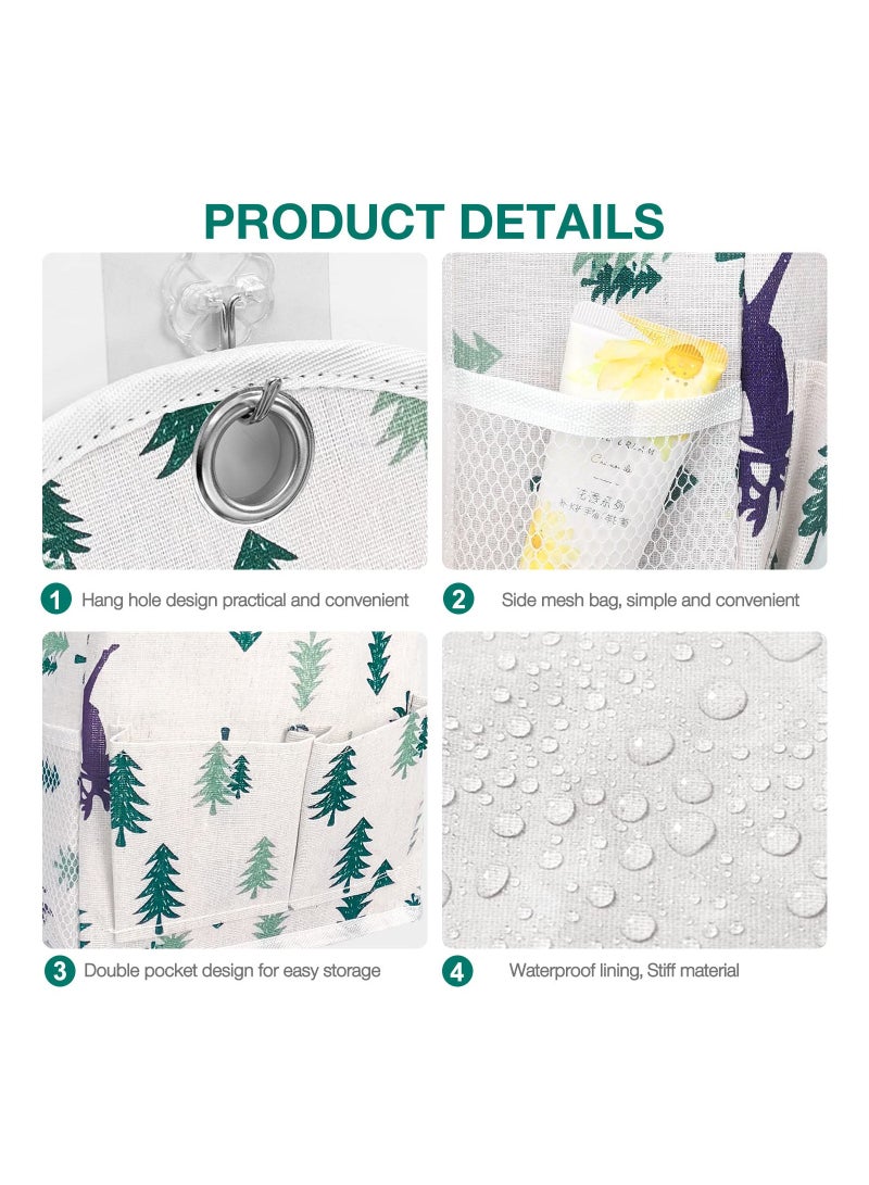 SYOSI Wall Hanging Organizer Bag, with Pockets Fabric Storage Bag Basket Caddy Waterproof Over the Door Pouch Closet Shelves with Hook for Kitchen, Bedroom, Bathroom, Dormitory (White Plaid+Deer)( 2 Pack) - Image 4