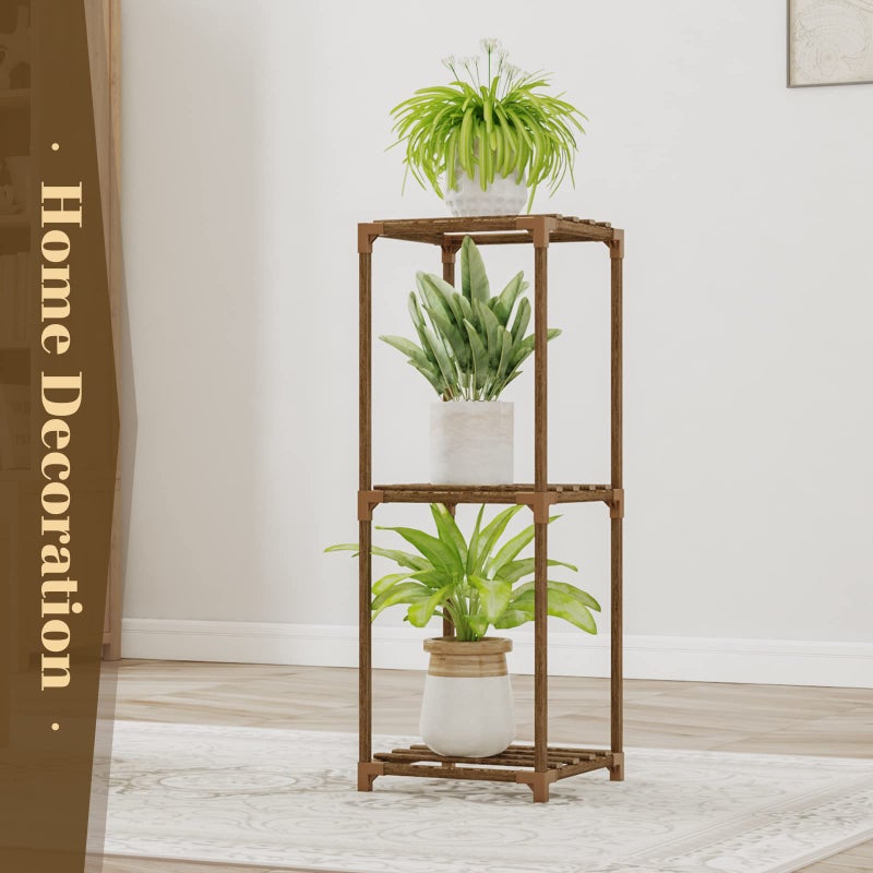 Bamworld Small Plant Stand Indoor 3 Tier Plant Shelf Outdoor Corner Plant Holder for Multiple Pots Single Plant Stand for Patio Balcony Garden - Image 4