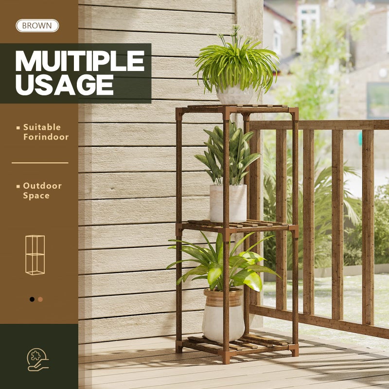 Bamworld Small Plant Stand Indoor 3 Tier Plant Shelf Outdoor Corner Plant Holder for Multiple Pots Single Plant Stand for Patio Balcony Garden - Image 2