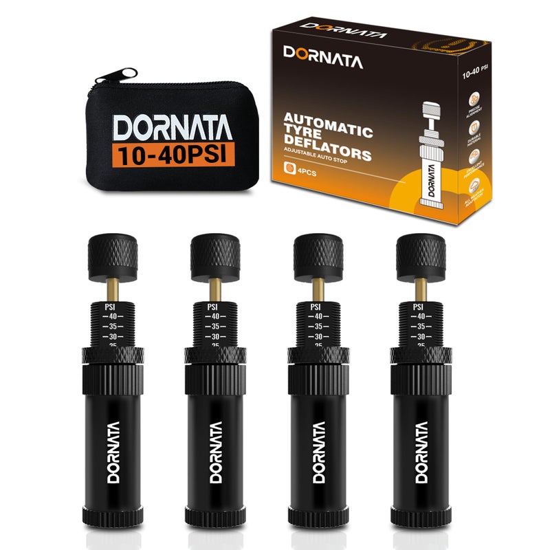 دورناتا جهاز تفريغ الهواء القابل للتعديل (10-40 PSI) ملحقات الطرق الوعرة مجموعة صمامات 4x4 أداة تفريغ الهواء للإطارات للشاحنات، البيك أب، الدراجات النارية، الجيب وغيرها. (أسود) - Image 1