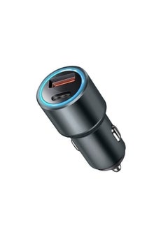 PD 20W Fast Car Charger Dual USB-C - QC 3.0 Certified Car Adapter for iPhone 16/15/14, Samsung S24/S23, iPad Pro & AirPods (Voltage Display & Overload Protection)