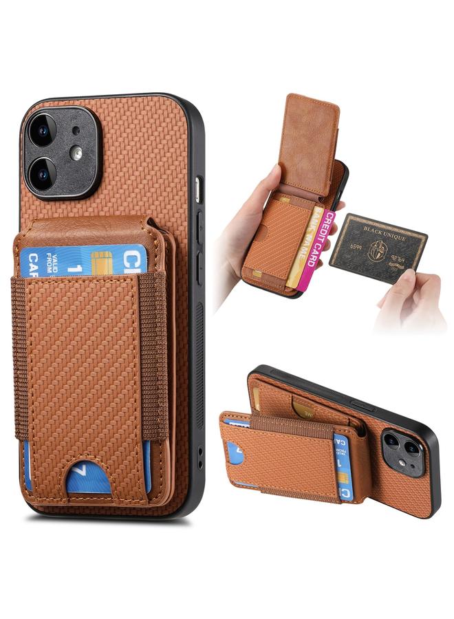 Zaboon Case For iPhone 11 Carbon Fiber Vertical Flip Wallet Stand Phone Case - Image 1