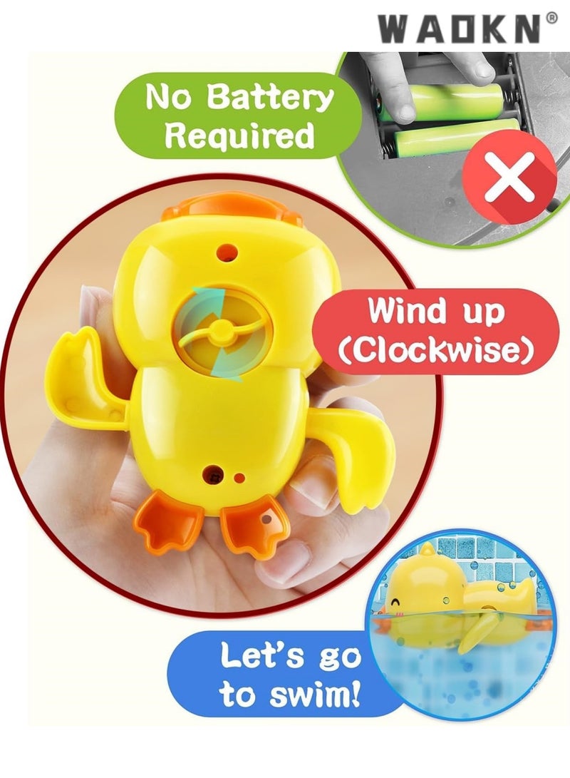 WAOKN Toddler Bath Toys Set - Safety Bath Duckies, 3PCS Cute Duck Baby Bathtub Toys Including Water Gun, Shower Sprinkler, and Floating Wind-up Toy, Perfect for Preschool Toddlers and Pool Fun  - Image 3