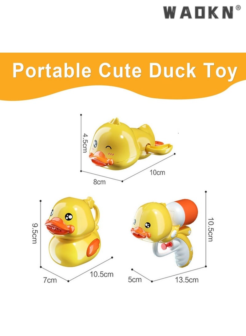 WAOKN Toddler Bath Toys Set - Safety Bath Duckies, 3PCS Cute Duck Baby Bathtub Toys Including Water Gun, Shower Sprinkler, and Floating Wind-up Toy, Perfect for Preschool Toddlers and Pool Fun  - Image 4