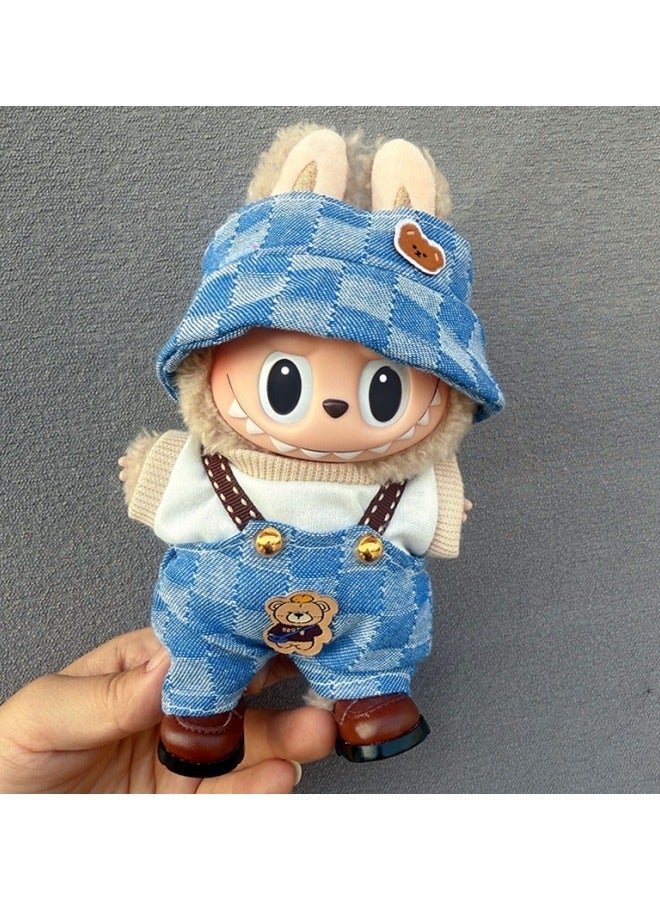 GGEROU Clothes for Labubu Series 17cm,Kawaii Fashion Outfit for Dolls(E)