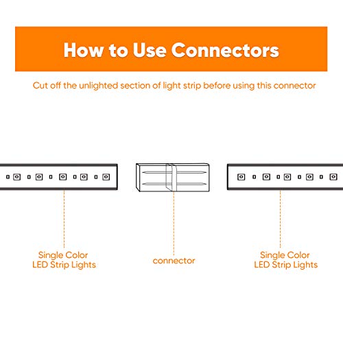 Shine Decor Connecting Parts Kit of 2 Connection Wire Cables & 1 Connector with Pin 6x10mm Single Color Proselect LED Strip Lights - Image 4
