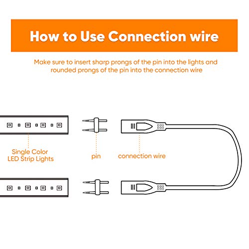 Shine Decor Connecting Parts Kit of 2 Connection Wire Cables & 1 Connector with Pin 6x10mm Single Color Proselect LED Strip Lights - Image 3