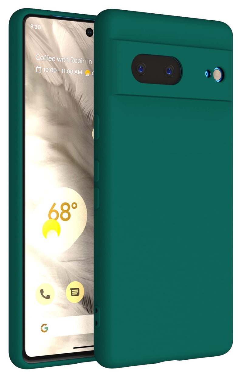 Kapa Matte Protective Lens Flexible Back Cover for Google Pixel 7, Slim Silicone with Soft Lining Shockproof Full Body Bumper Case (Green) - Image 1