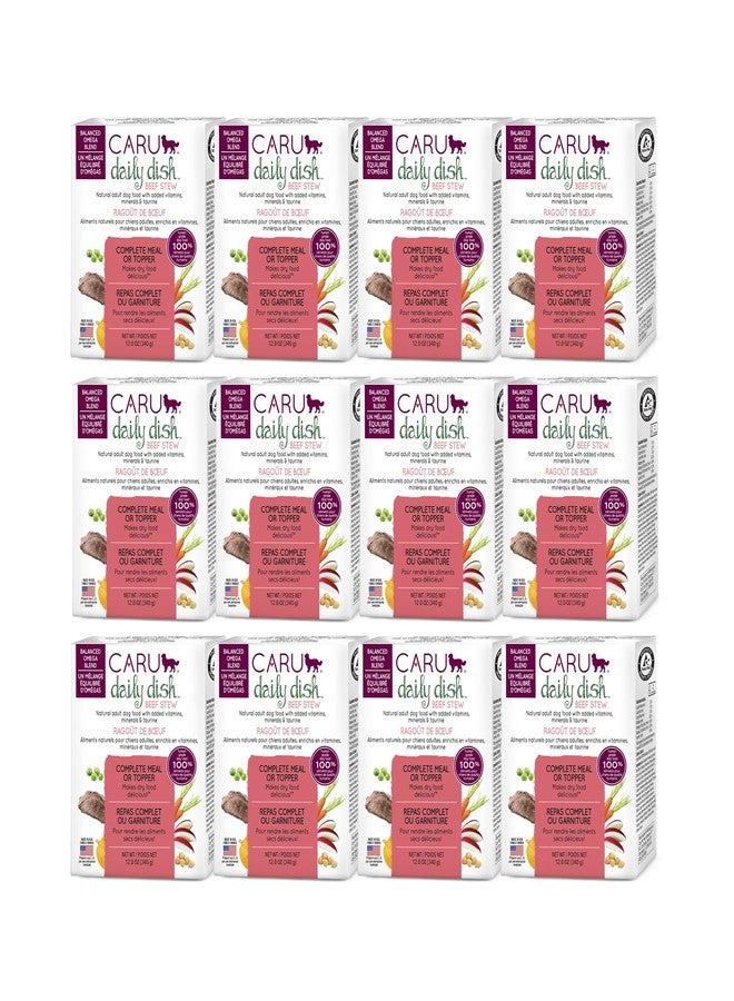 Caru Daily Dish Beef Stew, Natural Adult Wet Dog Food with Real Chunks of Beef, with Added Vitamins & Minerals, Non-GMO Ingredients (12.5 oz) - 12 Pack - Image 1