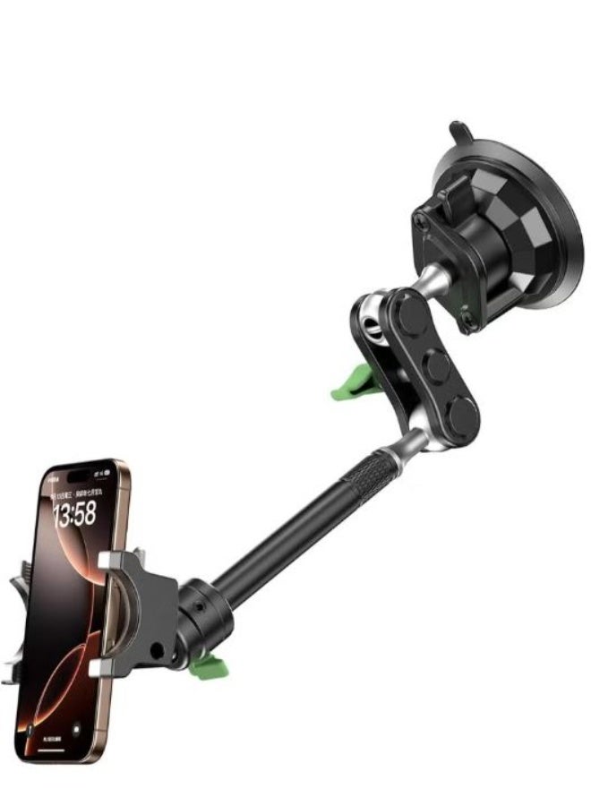 RYN Universal Car Phone Mount with Magic Arm Suction Holder for Windshield & Dashboard - 360° Rotation for Video Recording & GPS - Image 4