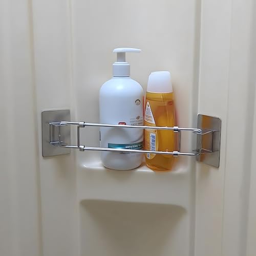 Safoner RV Shower Corner Storage Bar Adjustable Stainless Steel Rod for Corner Shelves in Camper Length 79139 inches RV Bathroom Organization Must Have Accessories 1 Pack - Image 1