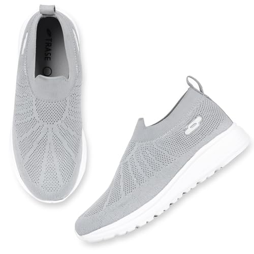 TRASE Sports Slip-On Shoes for Kids | Knitted Upper Lightweight Footwear for Boys & Girls | Comfortable EVA Sole and Breathable Shoes for Walking & Play (Grey, 13C UK) - Image 3