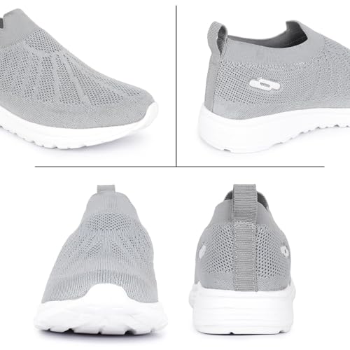 TRASE Sports Slip-On Shoes for Kids | Knitted Upper Lightweight Footwear for Boys & Girls | Comfortable EVA Sole and Breathable Shoes for Walking & Play (Grey, 13C UK) - Image 4