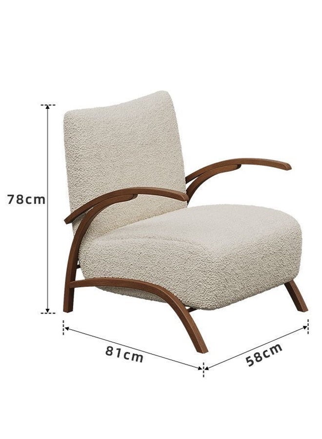 سي آند سي هوم كرسي استرخاء أنيق مستوحى من منتصف القرن الحديث بإطار خشبي منحني من خشب الجوز، وتنجيد فاخر من قماش البوكليه، ومساند ذراع منحوتة، وتصميم منخفض الارتفاع لراحة غرفة المعيشة المريحة وأسلوب داخلي راقٍ 58 × 81 × 78 سم. - Image 5