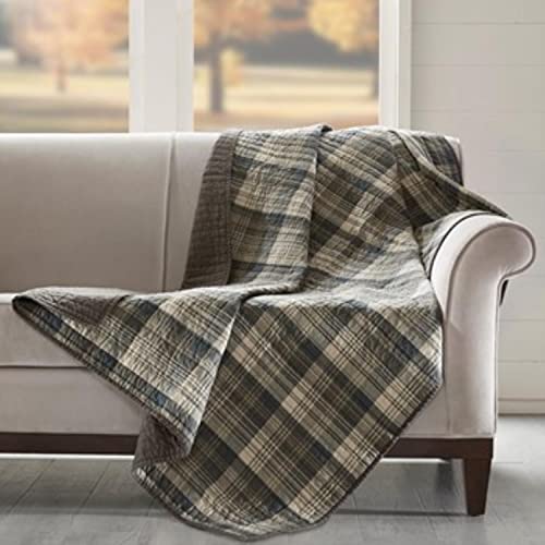 Woolrich John Rich & Bros. Woolrich Luxury Quilted Throw - Cabin Lifestyle, Patchwork with Moose Design All Season, Lightweight and Breathable Cozy Bedding Layer Throws for Couch Sofa, 50" W x 70" L, Tasha Taupe - Image 2