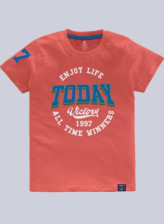 كوديز تيشيرت أطفال قطني بطبعة جرافيك وردية