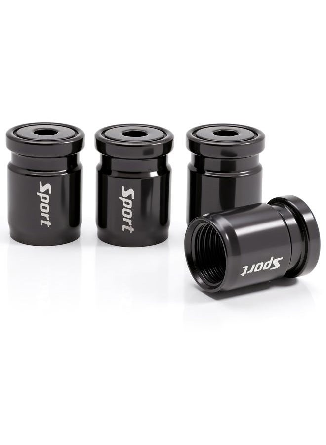 MEAJOO 4 PCS Anti Theft Car Tire Valve Stem Caps, Stainless Steel Universal Tire Valve Caps with O Ring Rubber Seal Fit for Cars, Trucks, Motorcycles, Bicycles (Gun Black) - Image 1