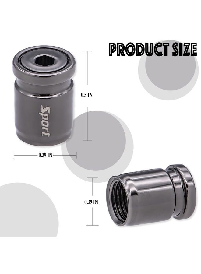 MEAJOO 4 PCS Anti Theft Car Tire Valve Stem Caps, Stainless Steel Universal Tire Valve Caps with O Ring Rubber Seal Fit for Cars, Trucks, Motorcycles, Bicycles (Gun Black) - Image 2